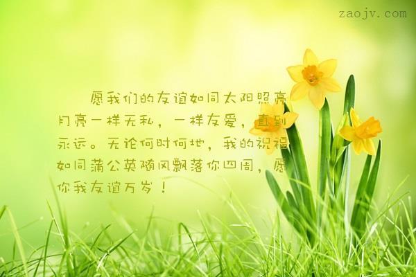 原句子: 愿我们的友谊如同太阳照亮月亮一样无私,一样友爱,直到永远