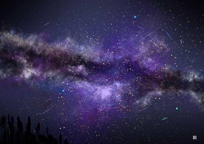 银河练习-黑桃tao_插画,银河,星空,风景_涂鸦王国插画