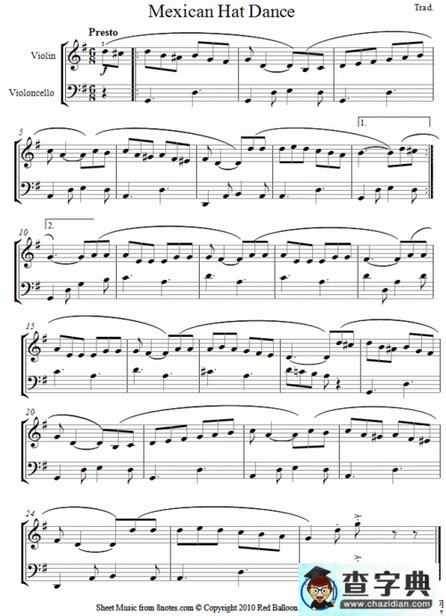 mexican hat dance小提琴谱