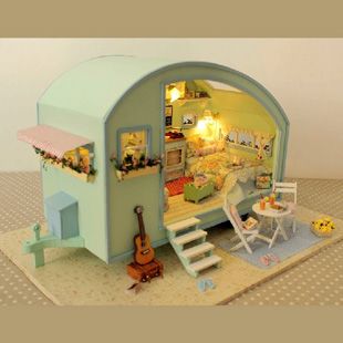 智趣屋 diy小屋时光之旅手工拼装房车模型 浪漫创意礼物