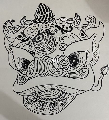 舞狮线描画临摹附步骤图_舞狮_临摹_手绘_文化_绘画