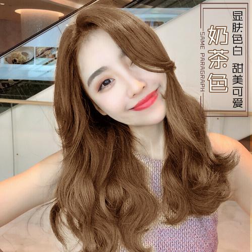 无刺激盖白发不伤发黑色染膏头发颜色染发膏亚麻色膏染头发膏 栗棕色