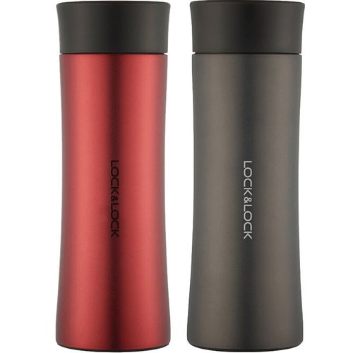 乐扣乐扣保温杯不锈钢水杯掌心杯两件套黑色 红色(400ml*2)lhc4028sh