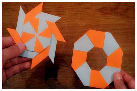 儿童手工折四角飞镖 飞五彩镖的折纸大全