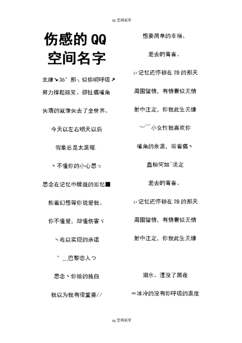 伤感的qq空间名字.doc