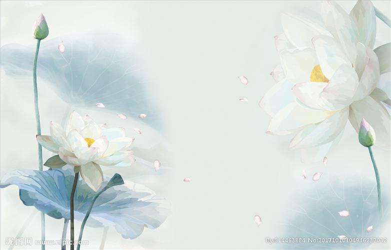 简约写意荷花背景图片