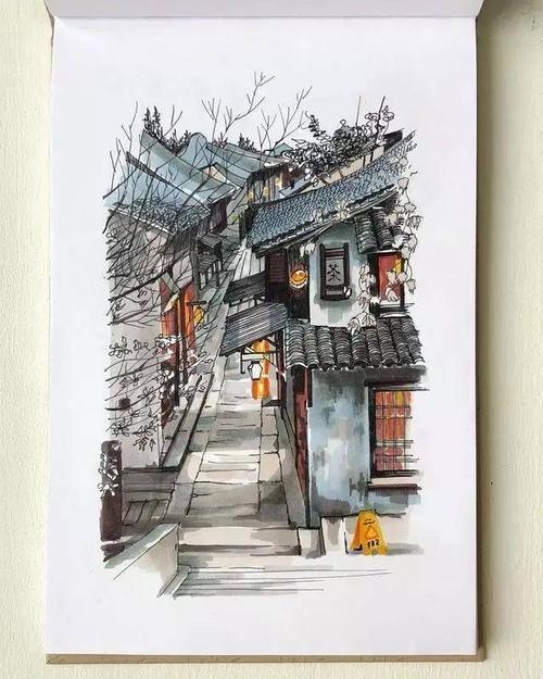 马克笔手绘真实古建筑一隅