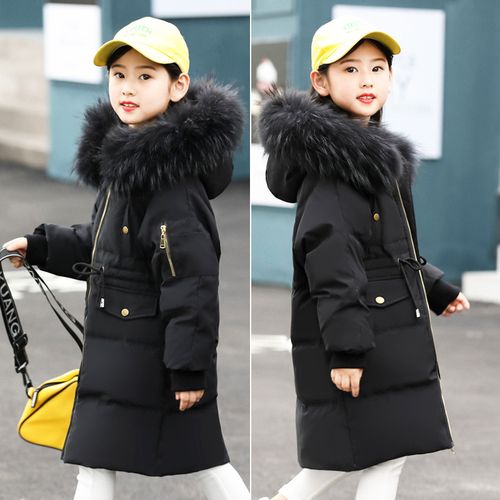 海の心家具haizhixin儿童羽绒服男女童中长款连帽加厚白鸭绒轻便保暖