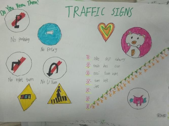 贺进小学 六年级英语作业展示—— 交通安全海报