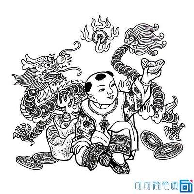 猪年好看又简笔画的年画