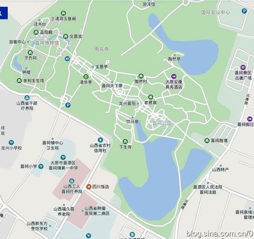 (左上角一小块是晋祠,其余大块是晋祠公园)