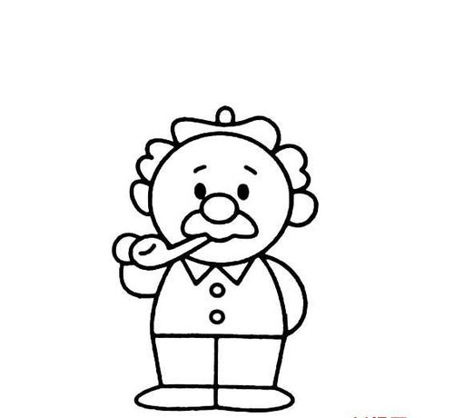 老人的画法叨着烟斗的老爷爷_人物简笔画_简笔画大全