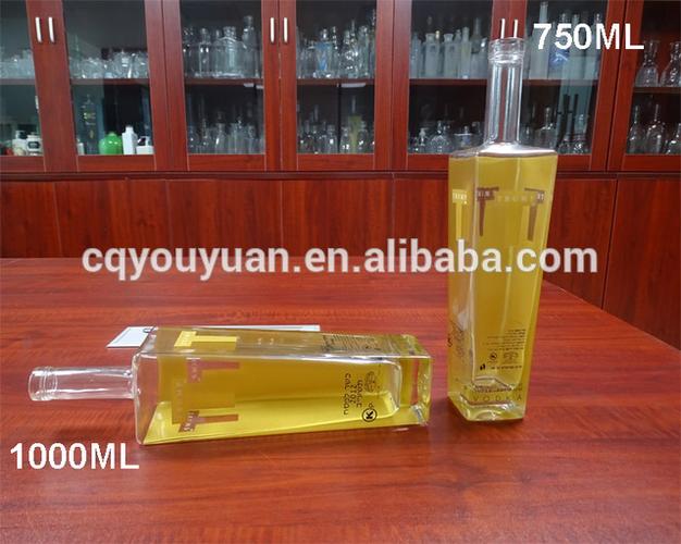 t-shape flint glass gold liquor bottle 750ml spray bottle 750ml