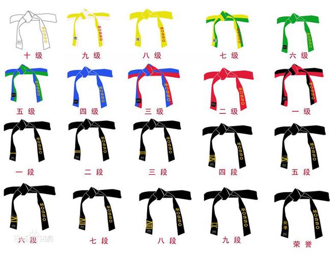 跆拳道从白带到黑带的图片分别按顺序列出来,只要道带