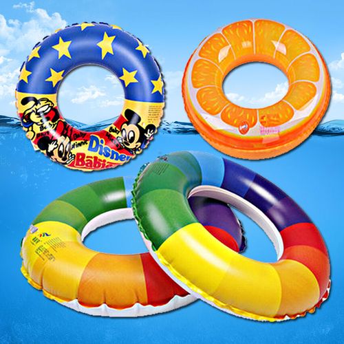 游泳加厚戏水彩虹鲜橙水果泳圈可爱儿童成人游泳圈