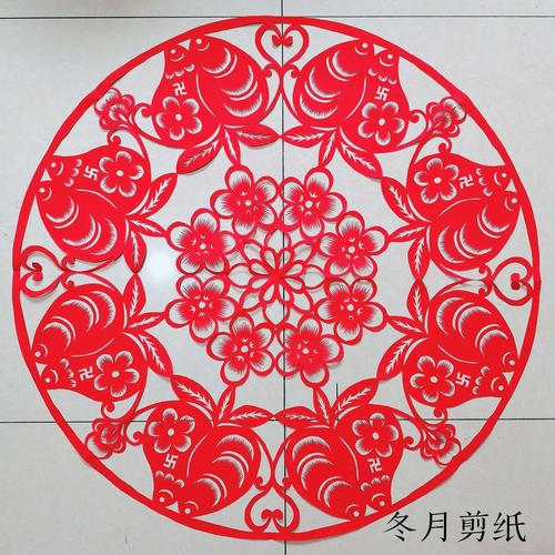 冬月剪纸  吉祥八果之团花桃子