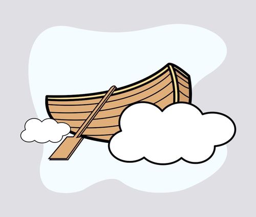 老船木浮于云矢量卡通插画