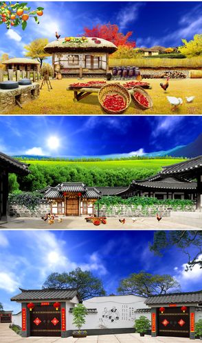 农家乐 农家院 邻里关系 和谐社会 主题小品表演背景 中国风乡村建筑