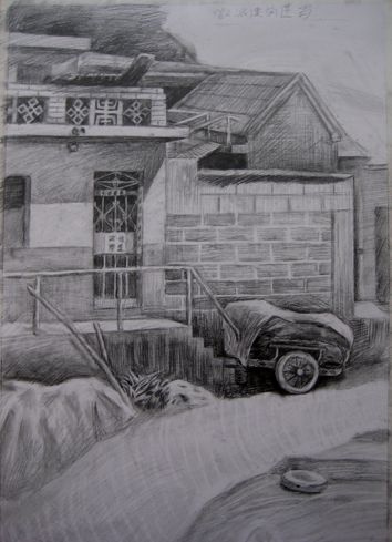 学生的几张街景素描 三