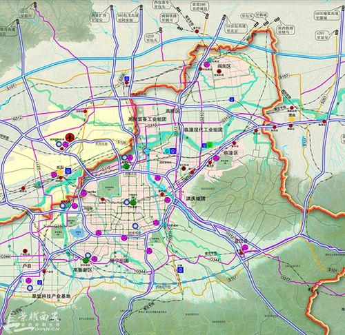 西咸南环线位置走向首次明确标识出来了2016西安最新市域交通规划图