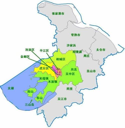 苏州下辖5个市辖区,代管昆山,张家港,常熟,太仓四个县级市,抛去市区不