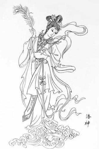 中国传统白描仕女图,经典神话传说巫山神女,舞乐仕女图