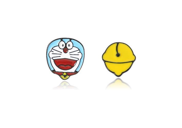 日韩新款卡通可爱机器猫哆啦a梦铃铛防过敏耳钉耳环