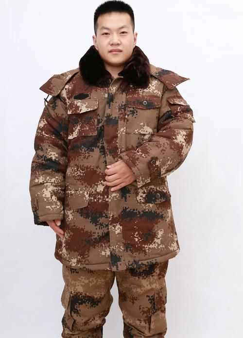 羊皮军大衣冬季皮毛一体棉大衣防寒上衣荒漠迷彩作训服保暖冷库男