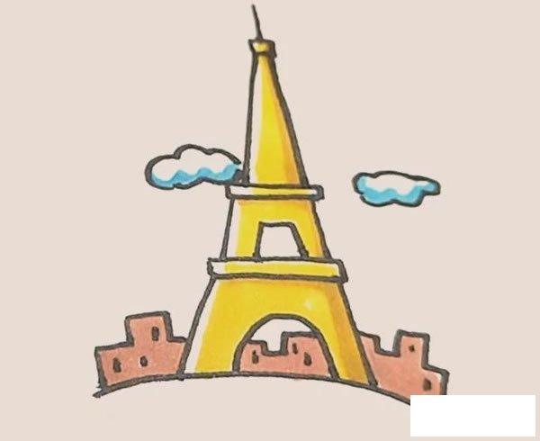 埃菲尔铁塔简笔画的画法步骤图