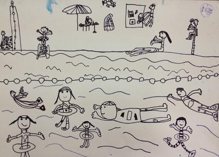 儿童嬉水简笔画