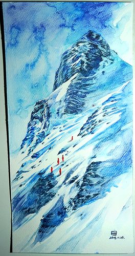 此图也是得韵彩铅涂滴～此地是几年前楼主去云南玉龙雪山拍下了照片