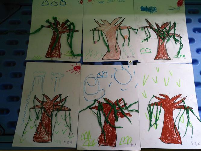 本周手工——粘贴画《柳树》