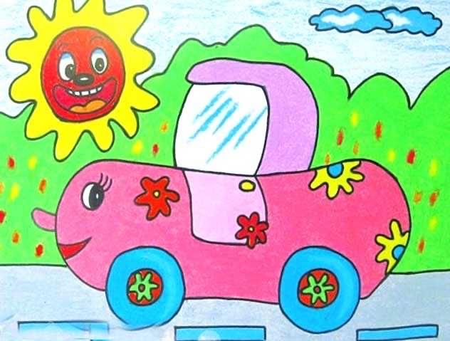儿童绘画作品——《我的汽车》