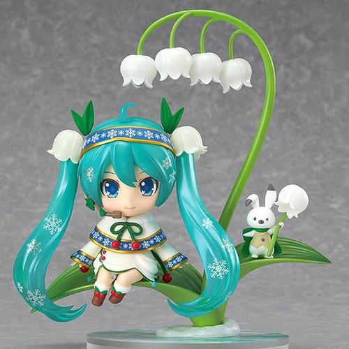 现货gsc初音未来miku铃兰花荷叶雪初音2015q版粘土人493#手办模型