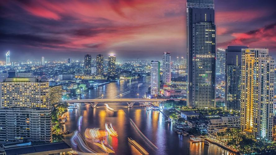 电脑壁纸 人文 城市夜景 泰国曼谷霓虹璀璨城市夜景
