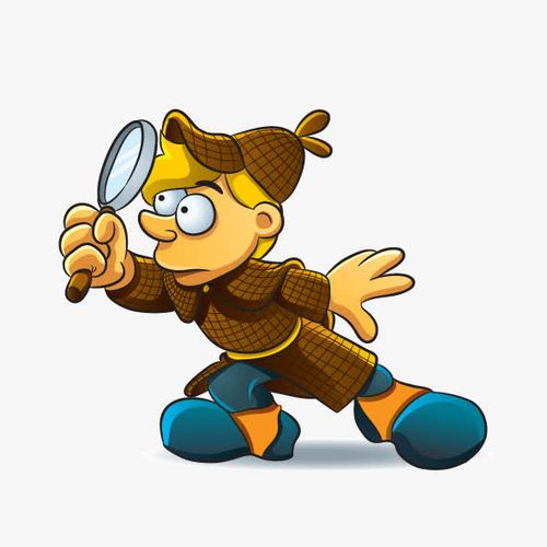 矢量放大镜和卡通小人