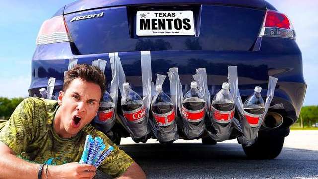 可乐加曼妥思的威力,能不能推动汽车?老外得出结论高兴得蹦起来