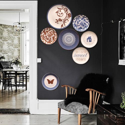 壁饰 墙饰背景墙壁挂盘子墙 陶瓷盘装饰挂盘 时尚现代简约墙上装饰品