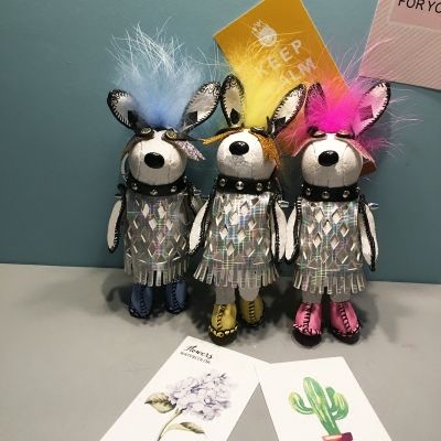 韩国太空兔子挂件朋克摇滚闪电流氓兔包包挂饰男女车钥匙扣挂链