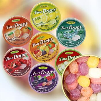 德国进口糖果woogie综合味水果糖200g铁盒薄荷糖硬糖喜糖零食品柠檬味