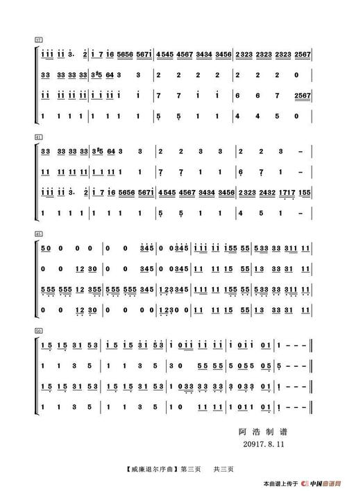 威廉退尔序曲(器乐合奏)_简谱