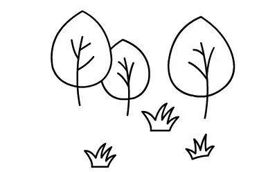 简笔画花草山水