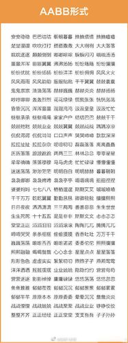 成语词语汇总:aabc,abcc,aabb,abab,abac,aab,abb七种形式,超全词语