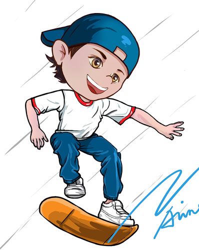 卡通,插画,滑板,帅气,小子,帽子,运动,活力,青春,健康,健美,校园