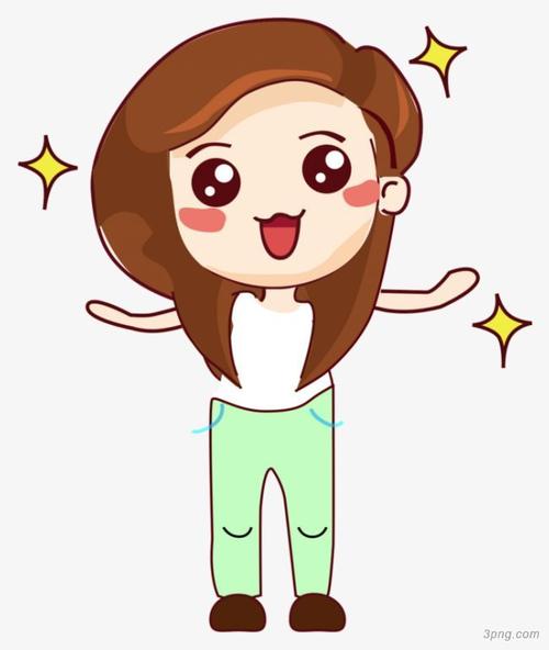卡通女孩自信png素材透明免抠图片-卡通手绘