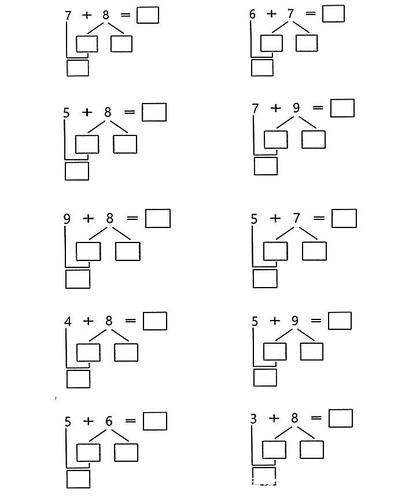 小学一年级数学,凑十法的练习,常考的题目