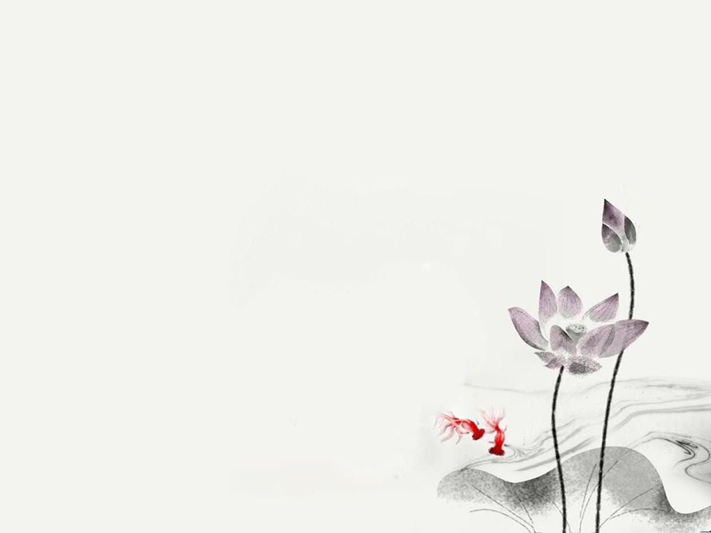 水墨荷花ppt背景图片淡雅复古_荷花水墨画图片