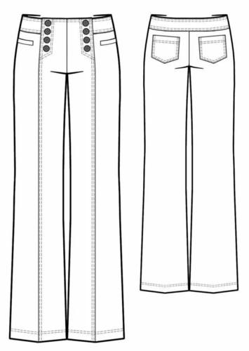 9款裤子的效果图 款式图 制版图