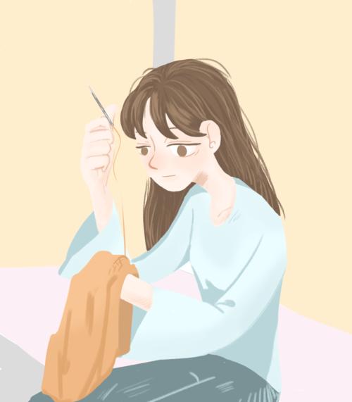 背着书包  看着教学楼 默默许下 缝补遗憾 从前总喜欢看妈妈缝衣服