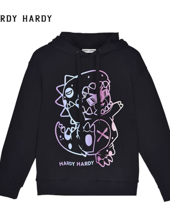 hardyhardy2021秋潮牌百搭新款小熊长袖卫衣h00071ukd038黑色s